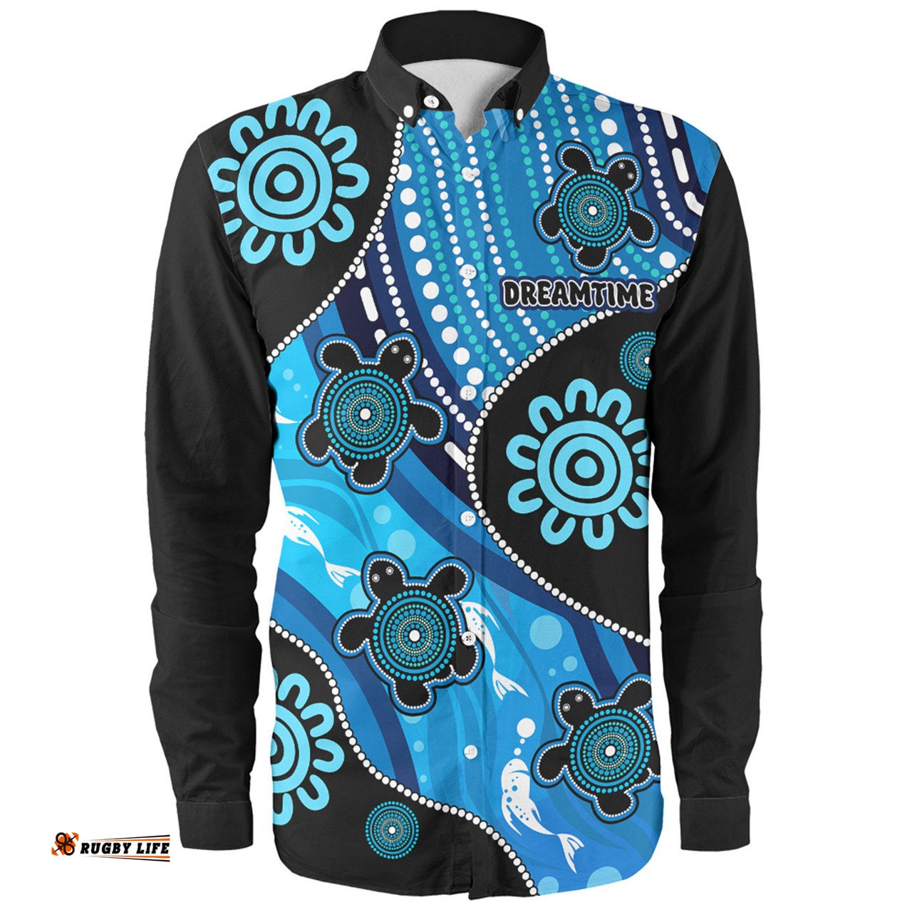 Amazing Aussie Australia Aboriginal Inspired Dreamtime River And Turtles Dot Art Painting Long Sleeve Shirt
