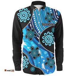 Amazing Aussie Australia Aboriginal Inspired Dreamtime River And Turtles Dot Art Painting Long Sleeve Shirt