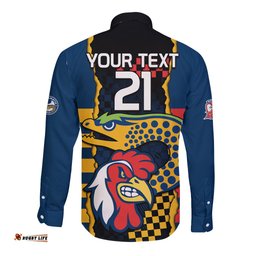 Custom NRL Eels Combine Roosters Rugby Long Sleeve Button Shirt Sporty Style