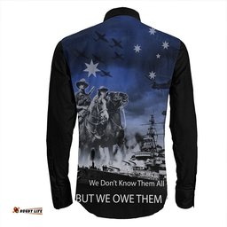 Anzac Day Australia Light Horse Long Sleeve Button Shirt