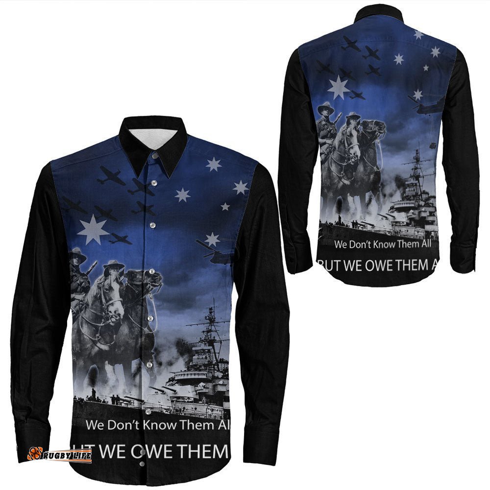 Anzac Day Australia Light Horse Long Sleeve Button Shirt