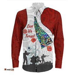 New Zealand Anzac Fern & Maori Long Sleeve Button Shirt
