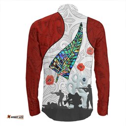 New Zealand Anzac Fern & Maori Long Sleeve Button Shirt