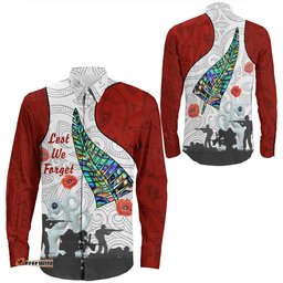 New Zealand Anzac Fern & Maori Long Sleeve Button Shirt