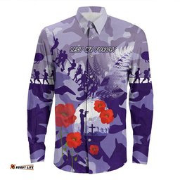 New Zealand Anzac Fern And Camouflage Long Sleeve Button Shirt
