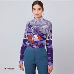 New Zealand Anzac Fern And Camouflage Long Sleeve Button Shirt