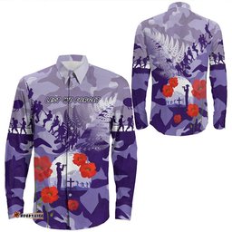 New Zealand Anzac Fern And Camouflage Long Sleeve Button Shirt