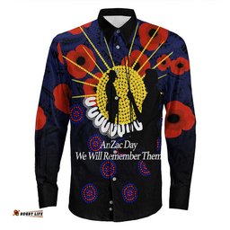 Anzac Day We Will Remember Them Long Sleeve Button Shirt