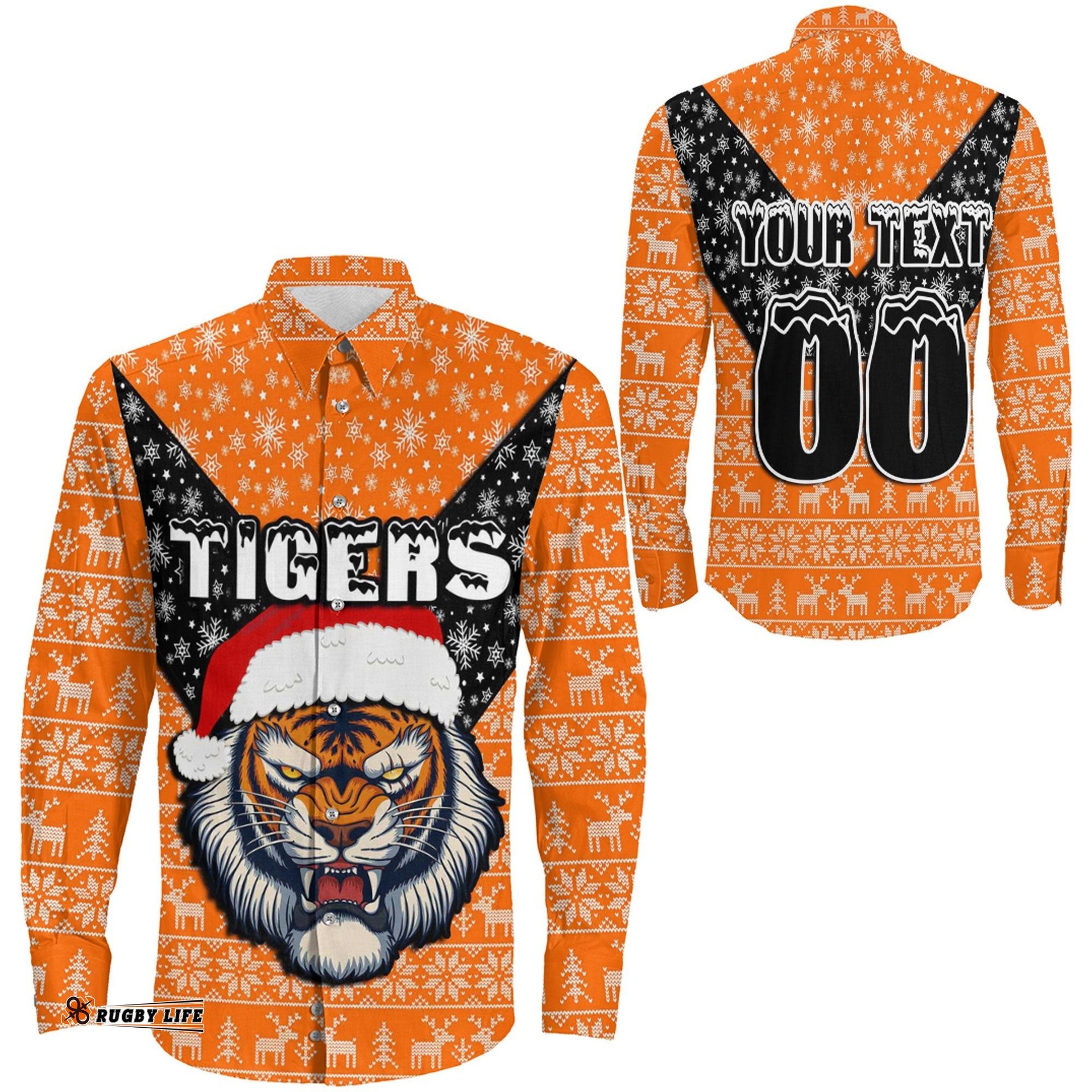 Custom Wests Tigers Aboriginal Tattoo Long Sleeve Button Shirt