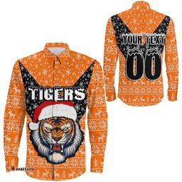 Custom Wests Tigers Aboriginal Tattoo Long Sleeve Button Shirt