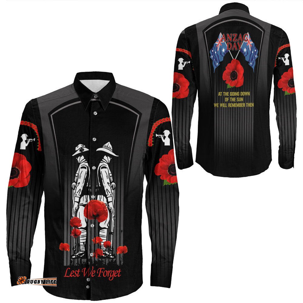 Anzac Remembrance Day Lest We Forget Long Sleeve Button Shirt
