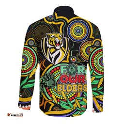 Richmond Football Aboriginal Art Long Sleeve Button Shirt NAIDOC Indigenous Tribal