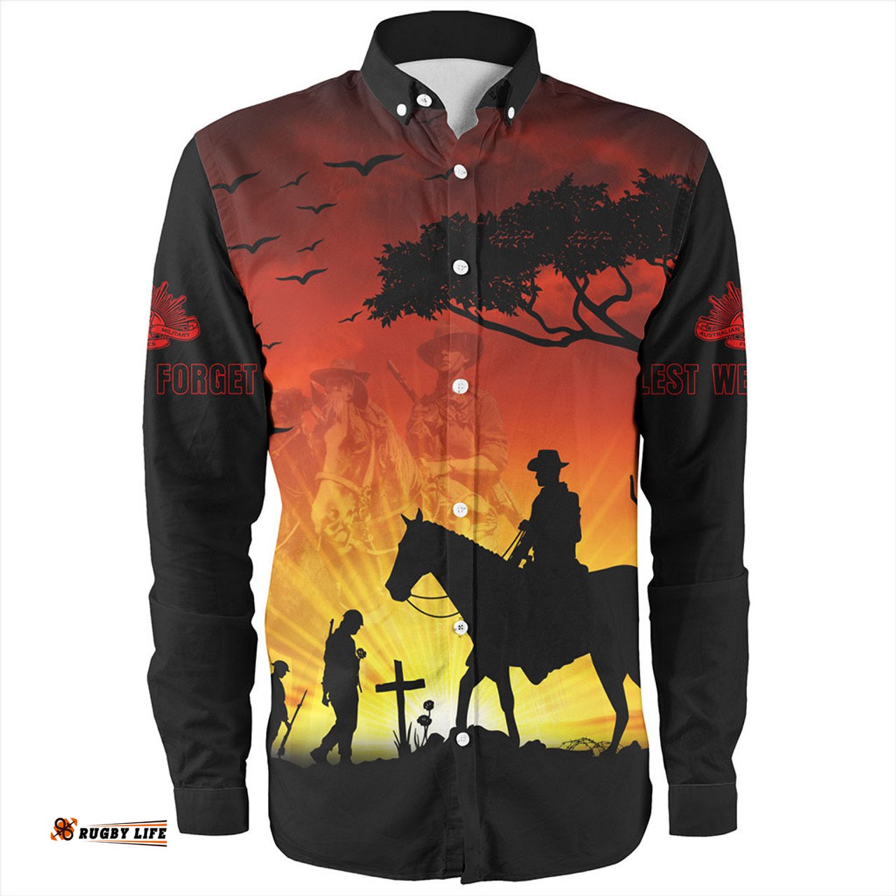 Amazing Aussie Australia Lest We Forget Horse Sunset Long Sleeve Shirt