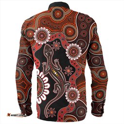 Amazing Aussie Australia Aboriginal Inspired Lizard Dot Painting Long Sleeve Shirt