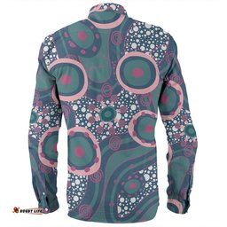 Amazing Aussie Australia Aboriginal Green Aboriginal Dot Art Inspired Long Sleeve Shirt