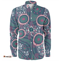 Amazing Aussie Australia Aboriginal Green Aboriginal Dot Art Inspired Long Sleeve Shirt