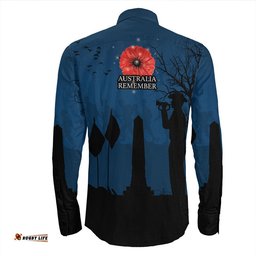 New Zealand Anzac Lest We Forget Remebrance Day Long Sleeve Button Shirt