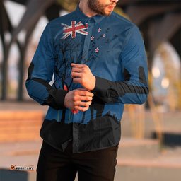 New Zealand Anzac Lest We Forget Remebrance Day Long Sleeve Button Shirt