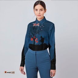 New Zealand Anzac Lest We Forget Remebrance Day Long Sleeve Button Shirt