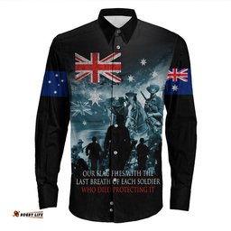 Australia Anzac Day Soldier Remembrance Long Sleeve Button Shirt
