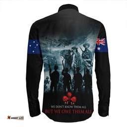 Australia Anzac Day Soldier Remembrance Long Sleeve Button Shirt