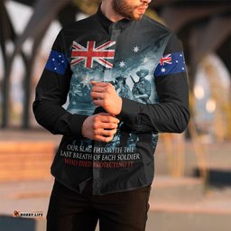 Australia Anzac Day Soldier Remembrance Long Sleeve Button Shirt