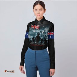 Australia Anzac Day Soldier Remembrance Long Sleeve Button Shirt