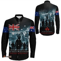 Australia Anzac Day Soldier Remembrance Long Sleeve Button Shirt