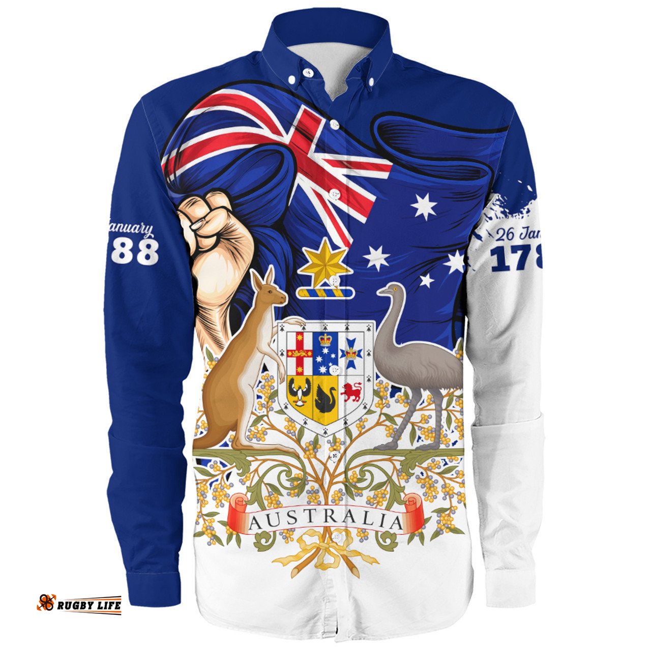 Amazing Aussie Australia Australia Power Pride And Heritage Crest Long Sleeve Shirt
