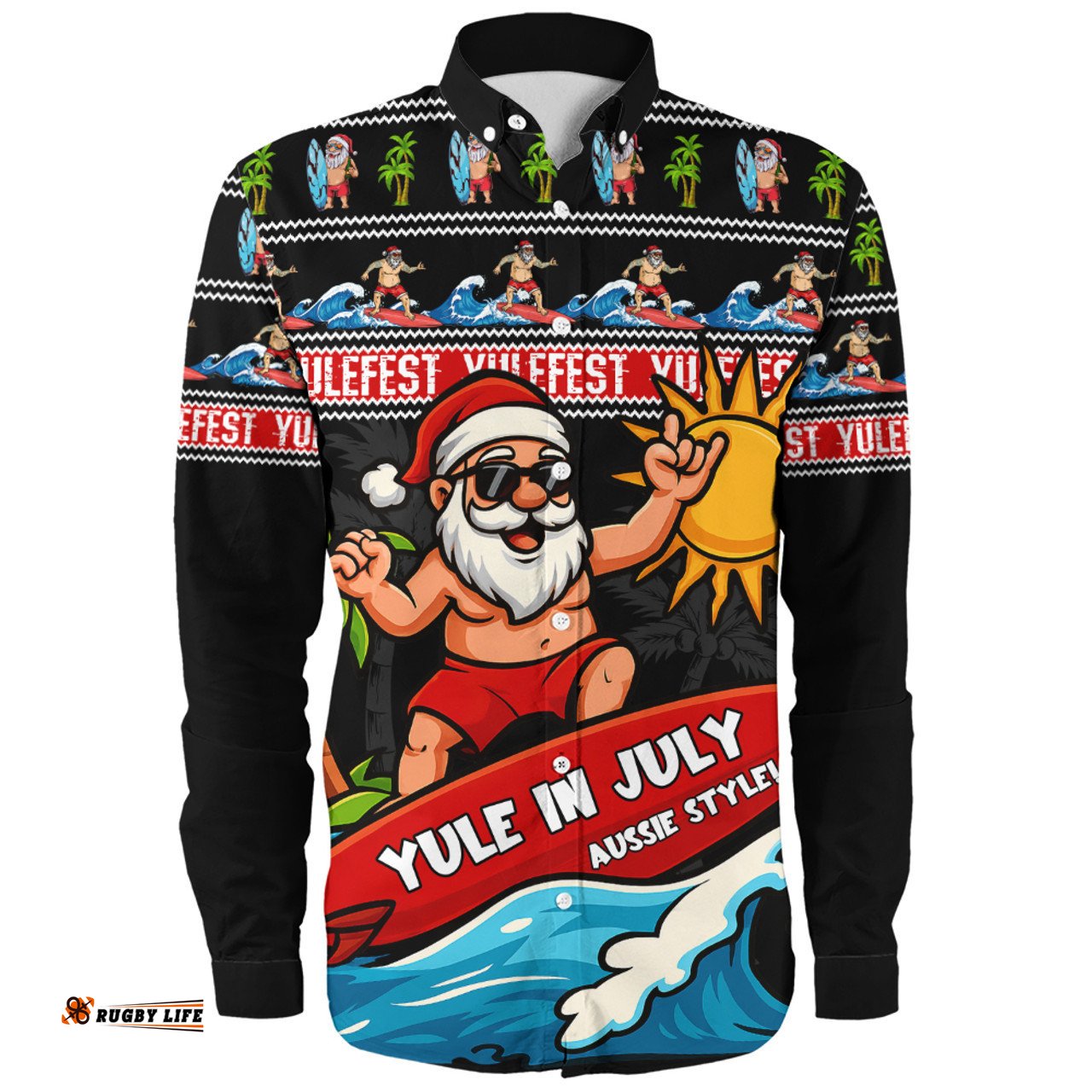 Amazing Aussie Australia Santa's Yule Wave Ride Long Sleeve Shirt
