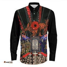 Anzac Day Lest We Forget Australia & New Zealand Long Sleeve Button Shirt