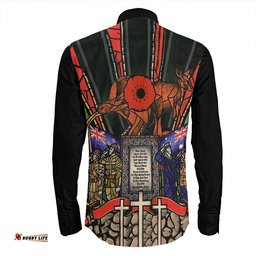 Anzac Day Lest We Forget Australia & New Zealand Long Sleeve Button Shirt
