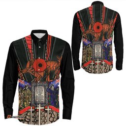 Anzac Day Lest We Forget Australia & New Zealand Long Sleeve Button Shirt