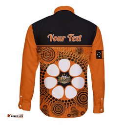 Personalised 1 July Australia Territory Day Long Sleeve Button Shirt Aboriginal Pattern