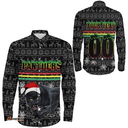 Custom Penrith Panthers Aboriginal Tattoo Long Sleeve Button Shirt