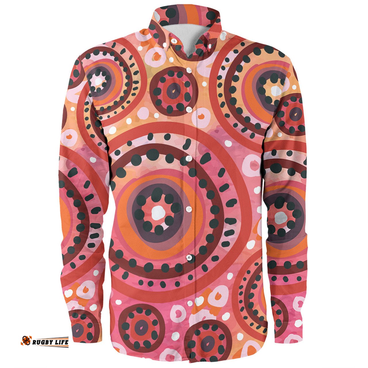 Amazing Aussie Australia Dot Painting Inspired Aboriginal Circle In The Aboriginal Dot Art Style Long Sleeve Shirt