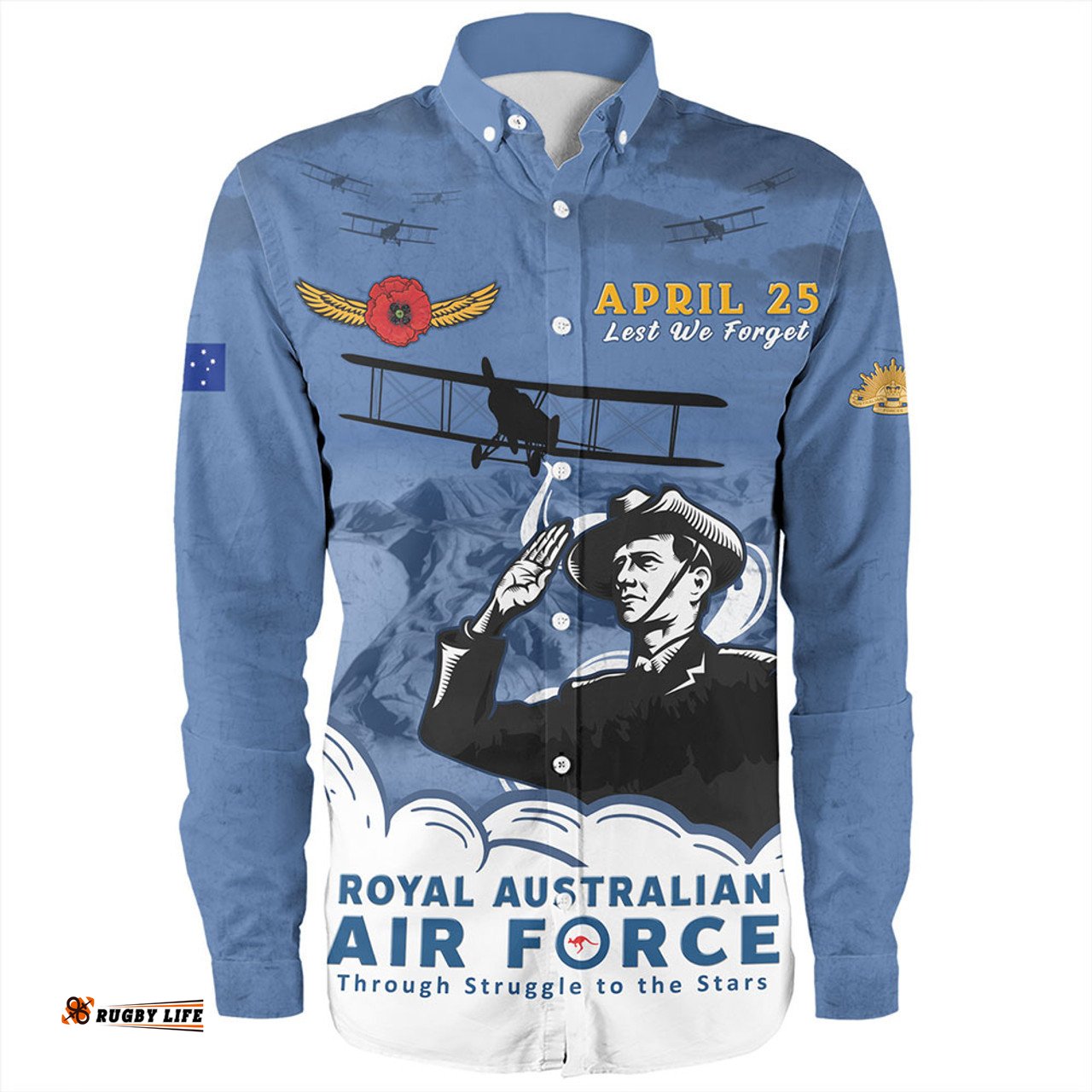 Amazing Aussie Australia Anzac Day Royal Australian Air Force Gallipoli Skies Long Sleeve Shirt