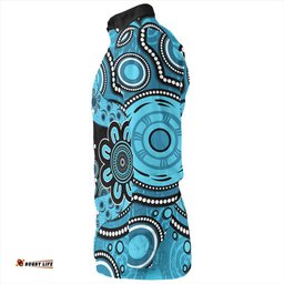 Amazing Aussie Australia Aboriginal Indigenous Dot Painting Blue Long Sleeve Shirt