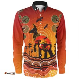 Amazing Aussie Australia Aboriginal Indigenous Kangaroo With Dot Painting Pattern Long Sleeve Shirt