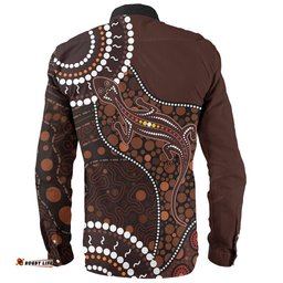 Amazing Aussie Australia Aboriginal Inspired Lizard With Dot Painting Pattern Long Sleeve Shirt