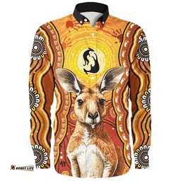 Amazing Aussie Australia Aboriginal Kangaroo Dreaming With Dot Art Long Sleeve Shirt