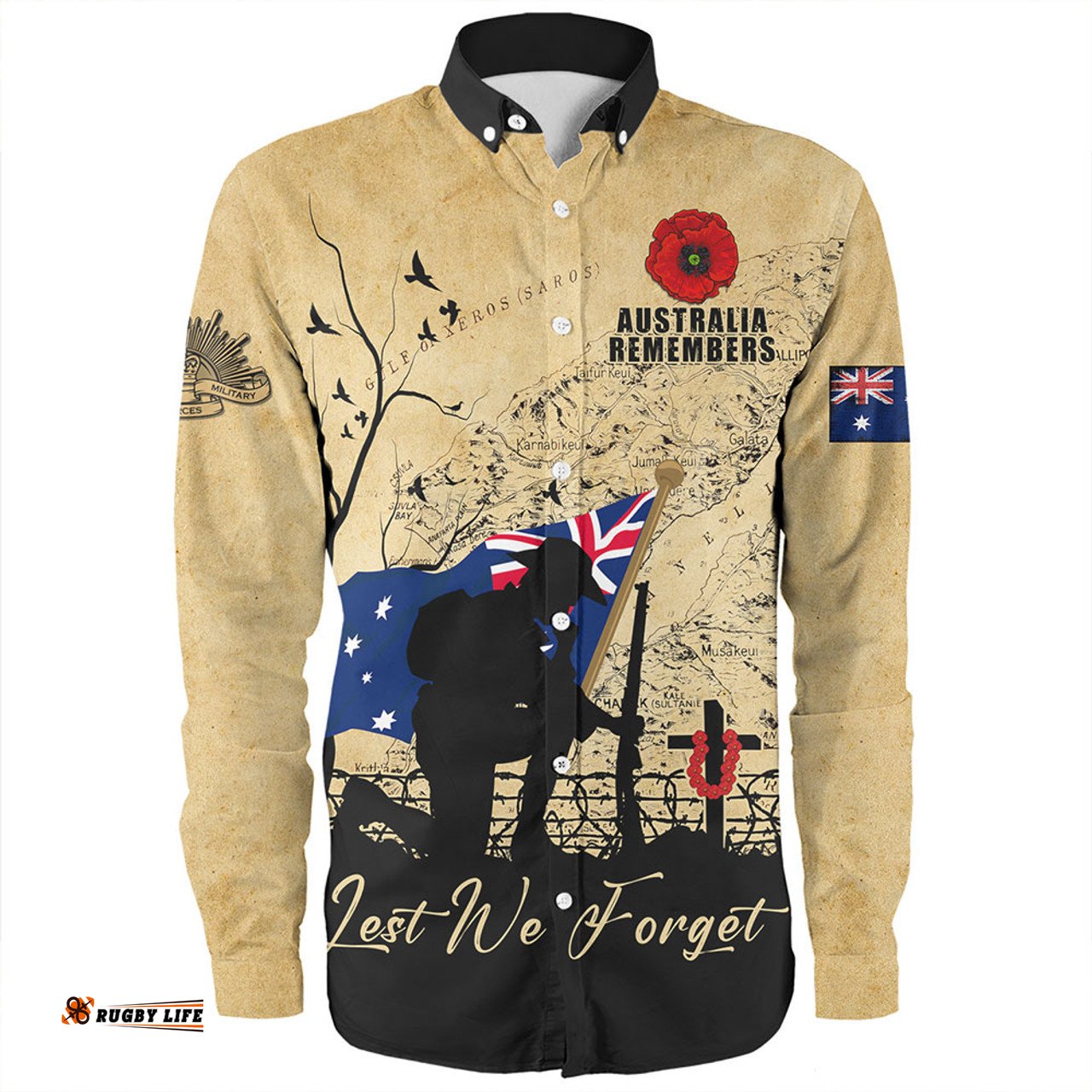 Amazing Aussie Australia Anzac Day Brothers In Arms Gallipoli Remembrance Long Sleeve Shirt