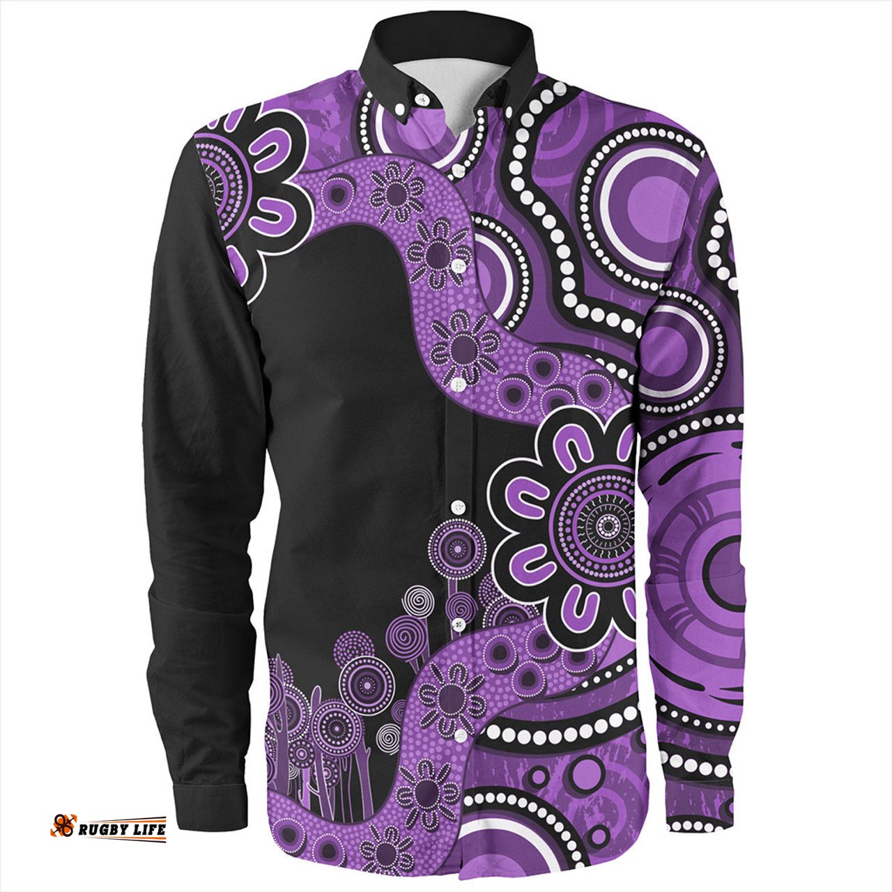 Amazing Aussie Australia Aboriginal Indigenous Dot Painting Purple Long Sleeve Shirt