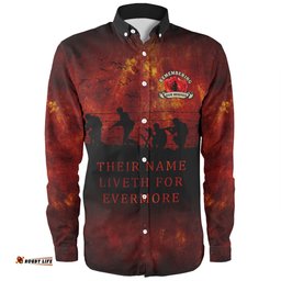 Amazing Aussie Australia Anzac Day Their Name Liveth For Evermore Dark Grunge Style Long Sleeve Shirt