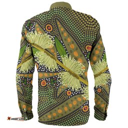 Amazing Aussie Australia Flowers Aboriginal Aboriginal Dot Art Of Australian Native Flower Hakea Sericea Long Sleeve Shirt
