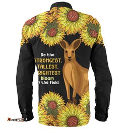 Amazing Aussie Australia Kangaroo Aboriginal Custom Aboriginal Sunflowers With Kangaroo Be The Strongest Dot Painting Art Long Sleeve Shirt