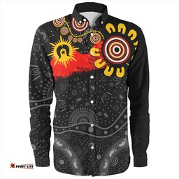 Amazing Aussie Australia Aboriginal Indigenous Dot Painting With Flag Long Sleeve Shirt