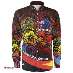 Amazing Aussie Australia Papua New Guinea Birds Of Paradise With Aboriginal Long Sleeve Shirt