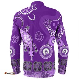 Amazing Aussie Australia Goanna Aboriginal Indigenous Dot Goanna (Purple) Long Sleeve Shirt