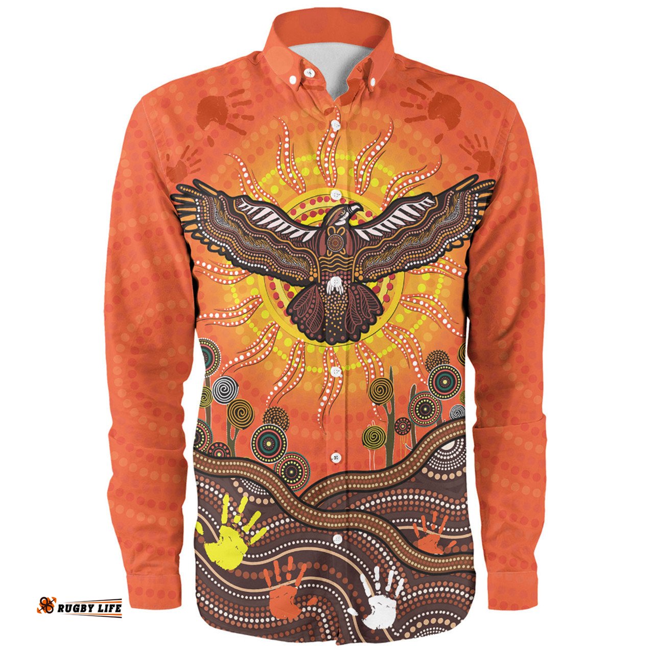 Amazing Aussie Australia Indigenous Flying Eagle With Aboriginal Dot Art Long Sleeve Shirt